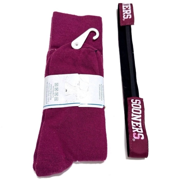 OU Sooners Crimson Tie Dye Tee Shirt 2 pairs of socks and Headband Size Medium - Picture 3 of 13
